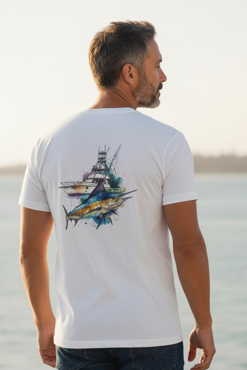 Water Color Marlin and Sport Fisher